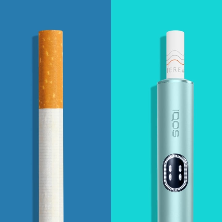 IQOS ILUMA device compared to a cigarette