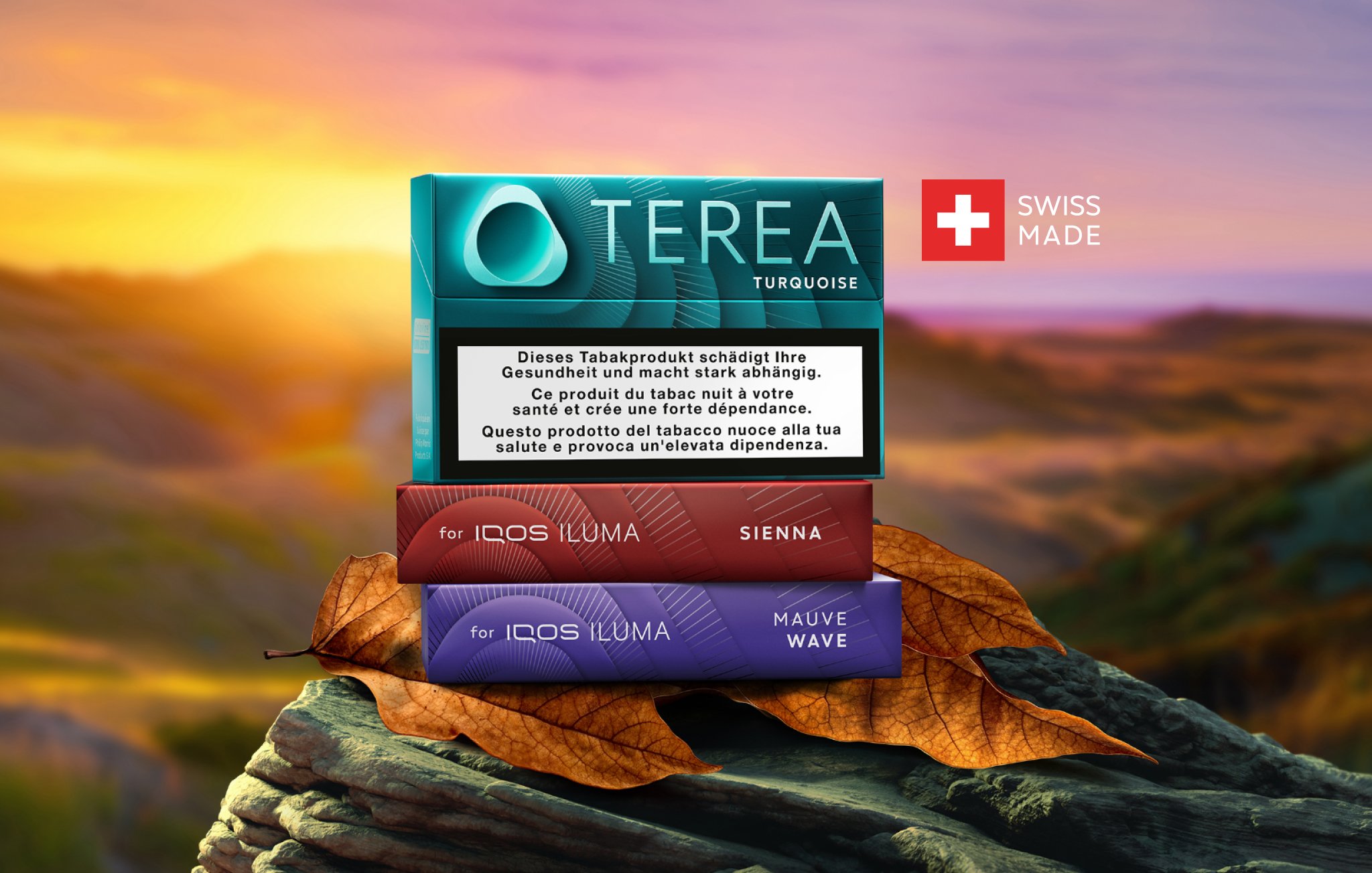 3 packs  of Terea – Turquoise, Sienna, and Mauve Wave on a Rock